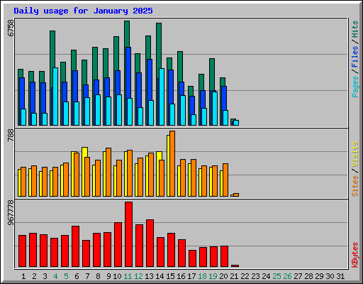 Daily usage for January 2025